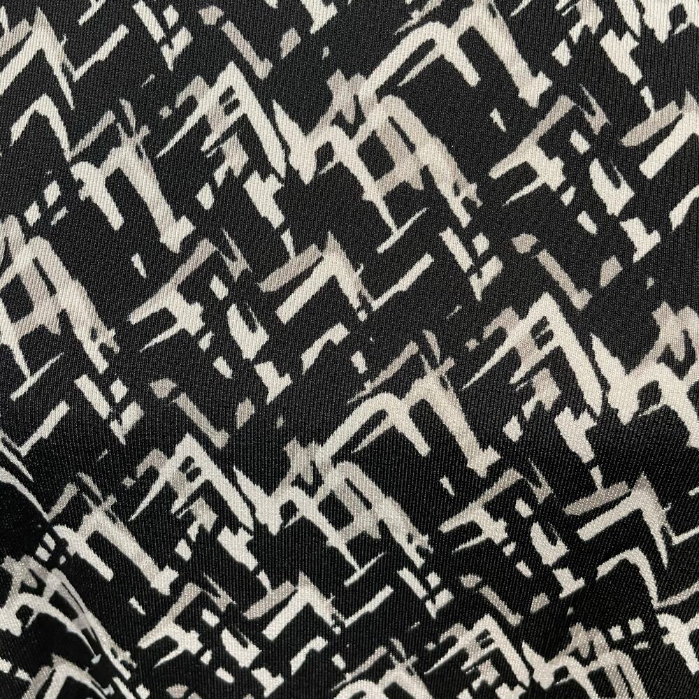 Coldwater Creek Tunic Top Split Back Sz L Geometric Print Black Gray Stretch - Picture 5 of 10